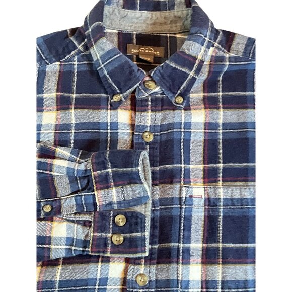 Eddie Bauer Large Blue‎ Plaid Flannel Shirt - Picture 1 of 5